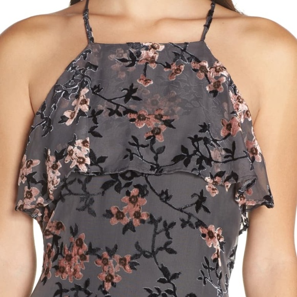 AVEC LES FILLES Burnout Party Dress in Gray + Pink Floral Size 2 New - Picture 7 of 16